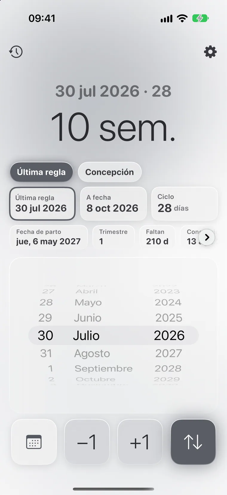 Calcie, modo «Embarazo» en iPhone