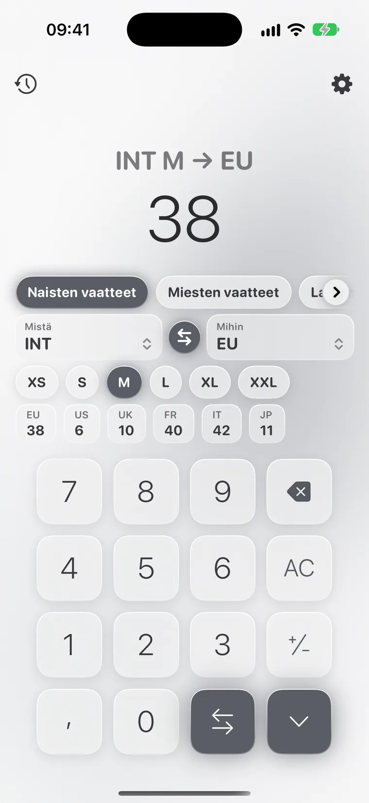 Calcie, tila ”Koot” iPhonessa