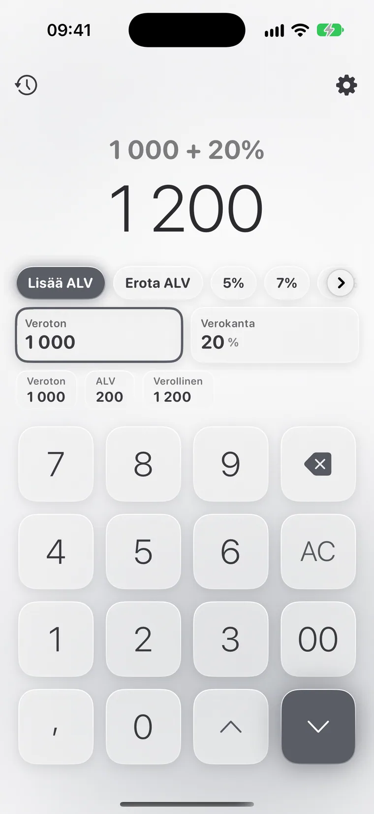 Calcie, tila ”ALV” iPhonessa