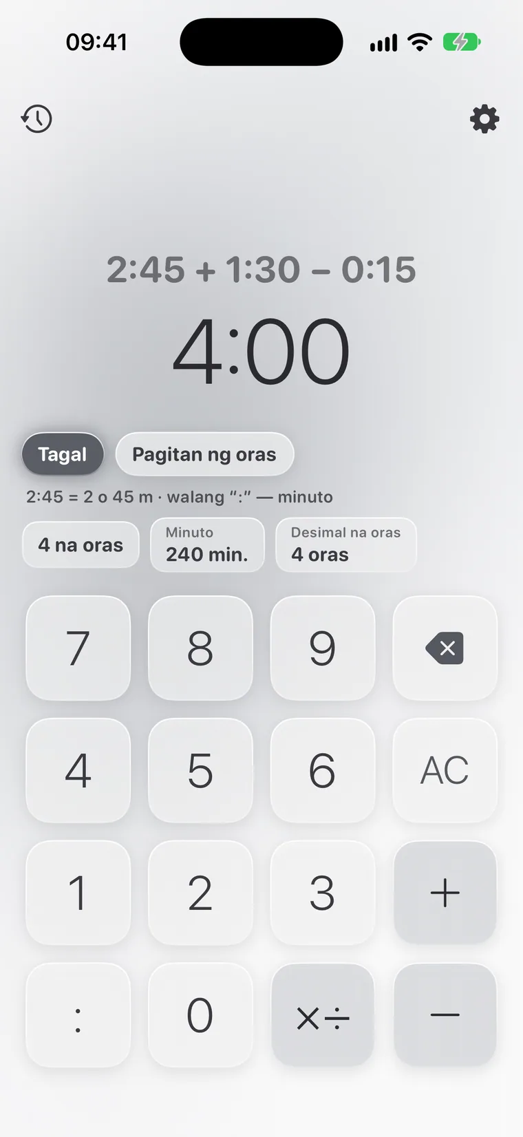 Calcie, mode na “Oras” sa iPhone