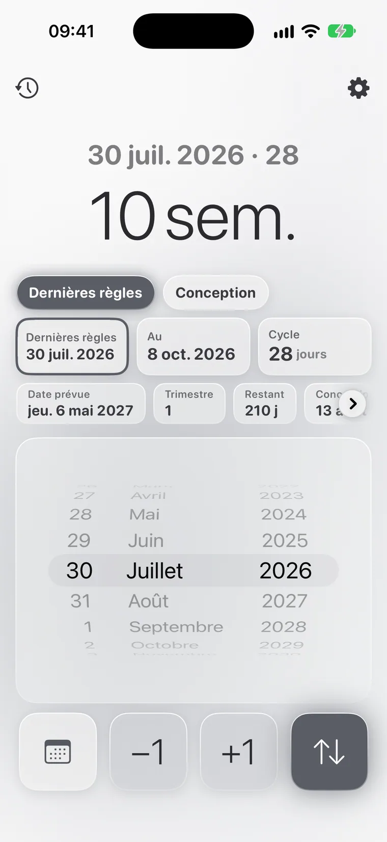 Calcie, mode « Grossesse » sur iPhone