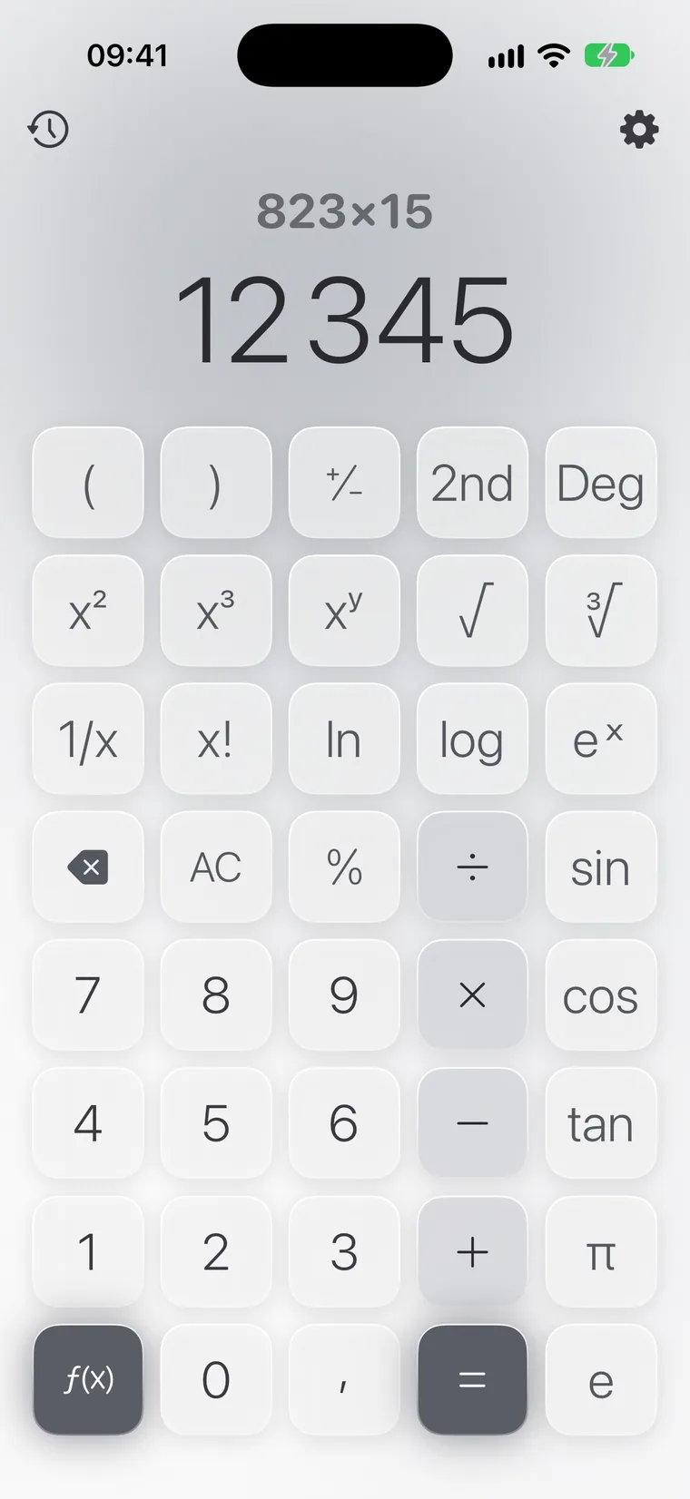 Calcie, mode « Scientifique » sur iPhone