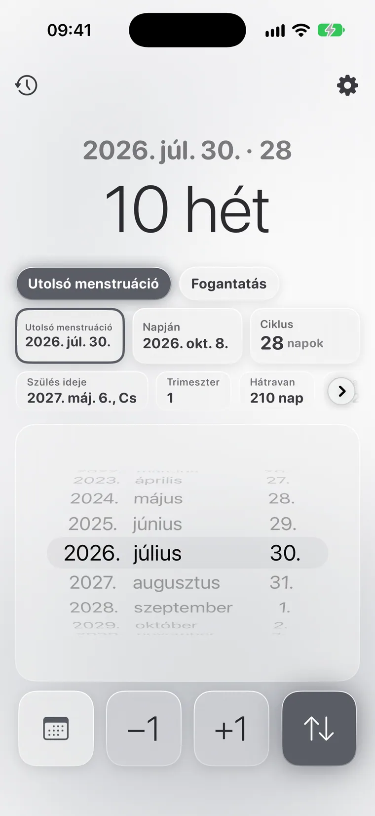 Calcie, „Terhesség” mód iPhone-on