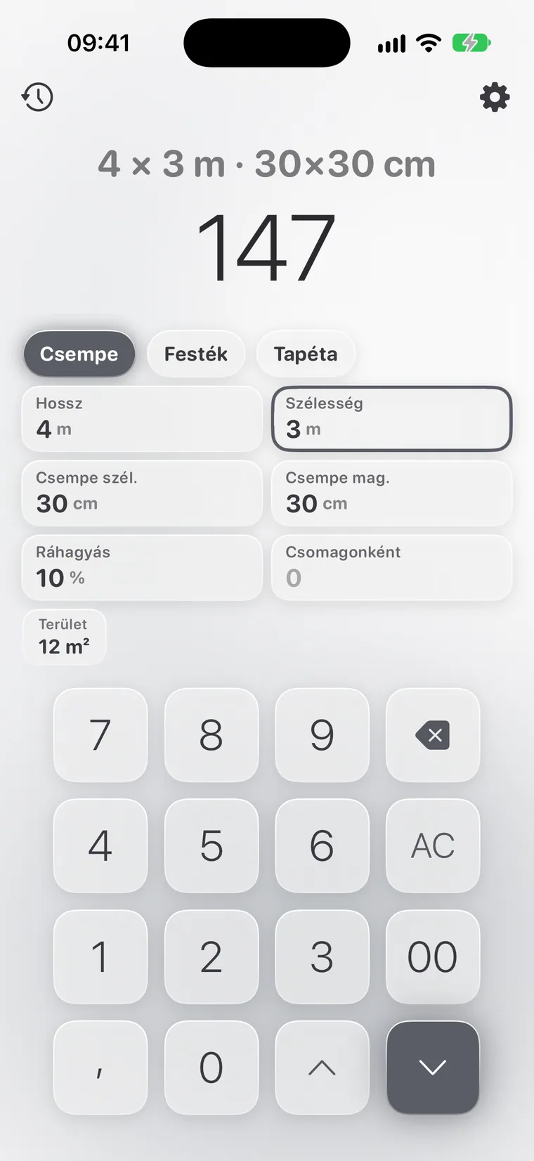 Calcie, „Felújítás” mód iPhone-on