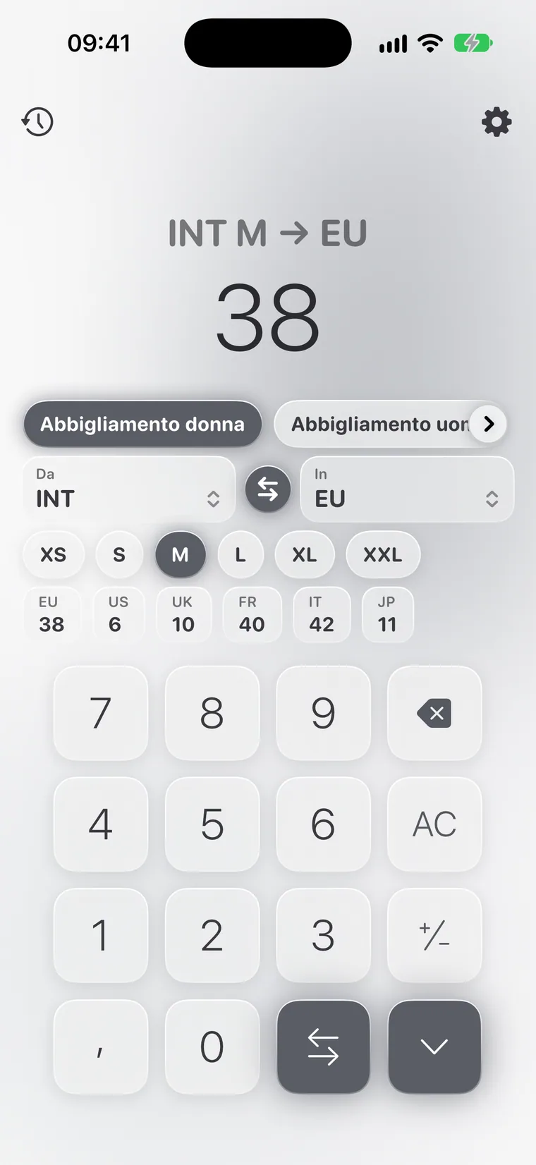 Calcie, modalità «Taglie» su iPhone