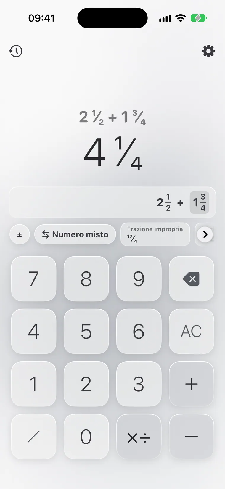 Calcie, modalità «Frazioni» su iPhone