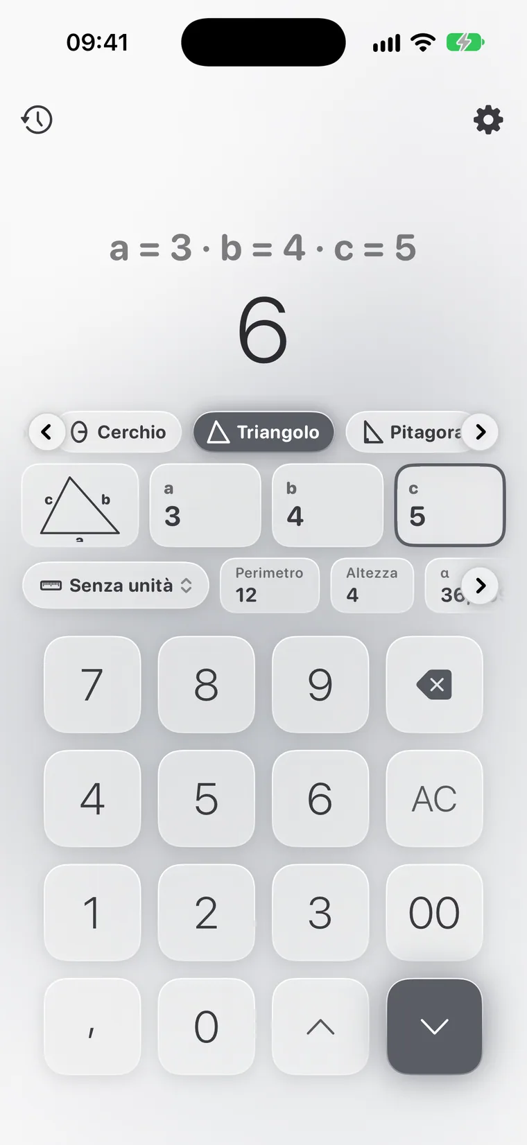 Calcie, modalità «Geometria» su iPhone
