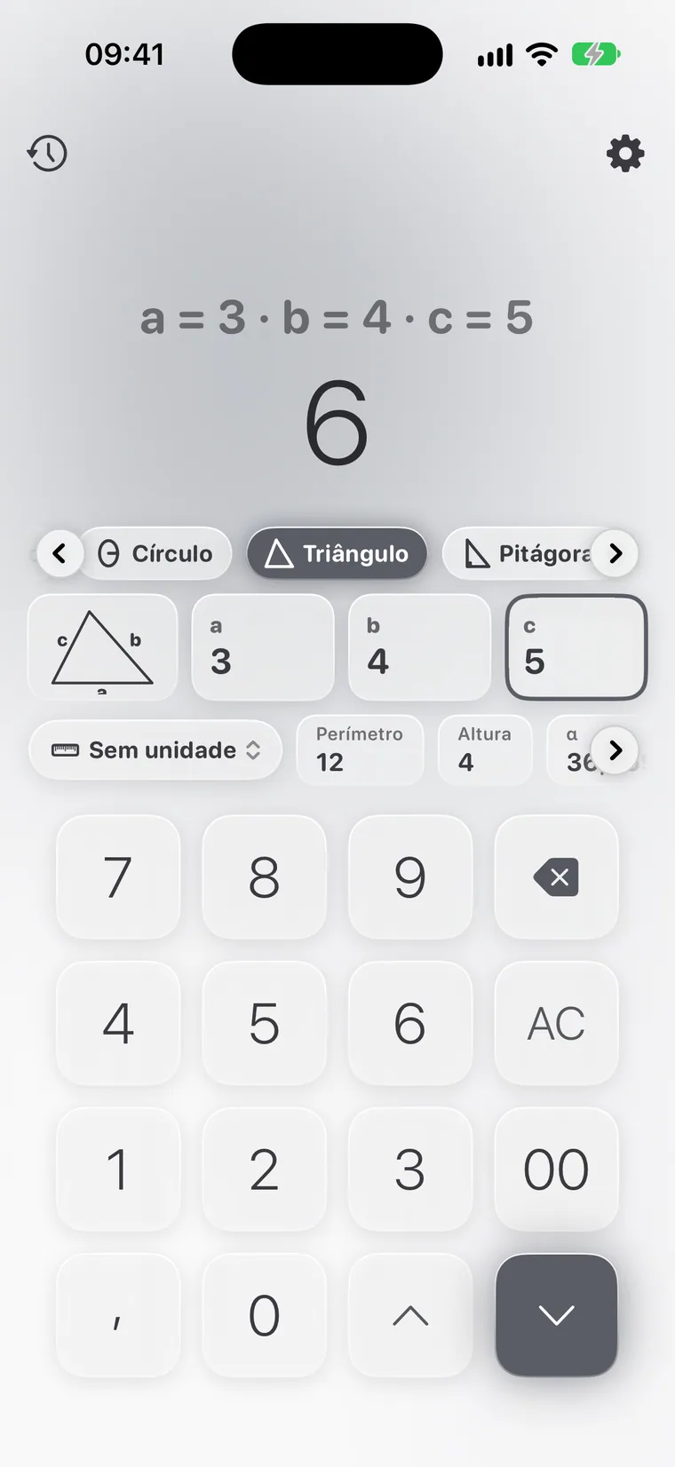 Calcie, modo “Geometria” no iPhone