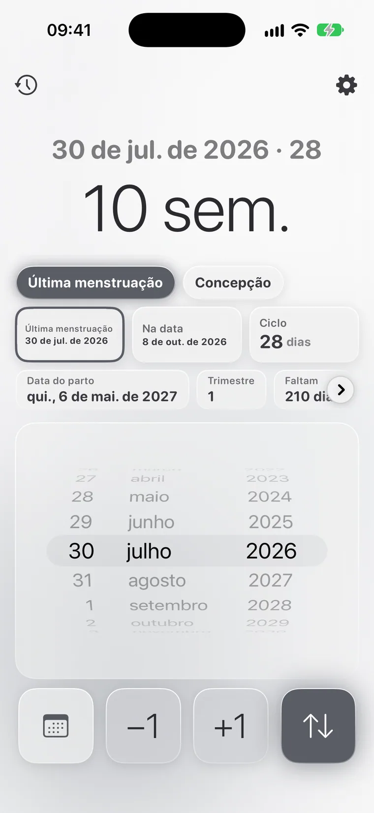 Calcie, modo “Gravidez” no iPhone