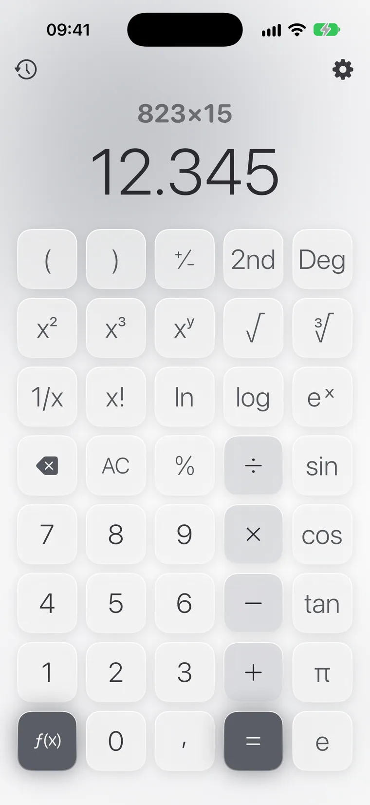 Calcie, modo “Científico” no iPhone