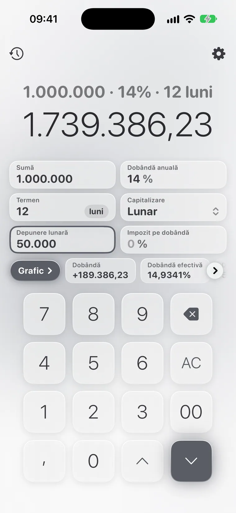 Calcie, modul „Depozit” pe iPhone