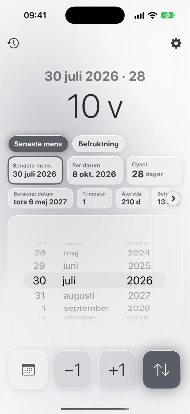 Calcie, läget ”Graviditet” på iPhone