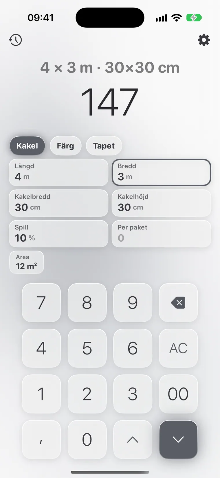 Calcie, läget ”Renovering” på iPhone