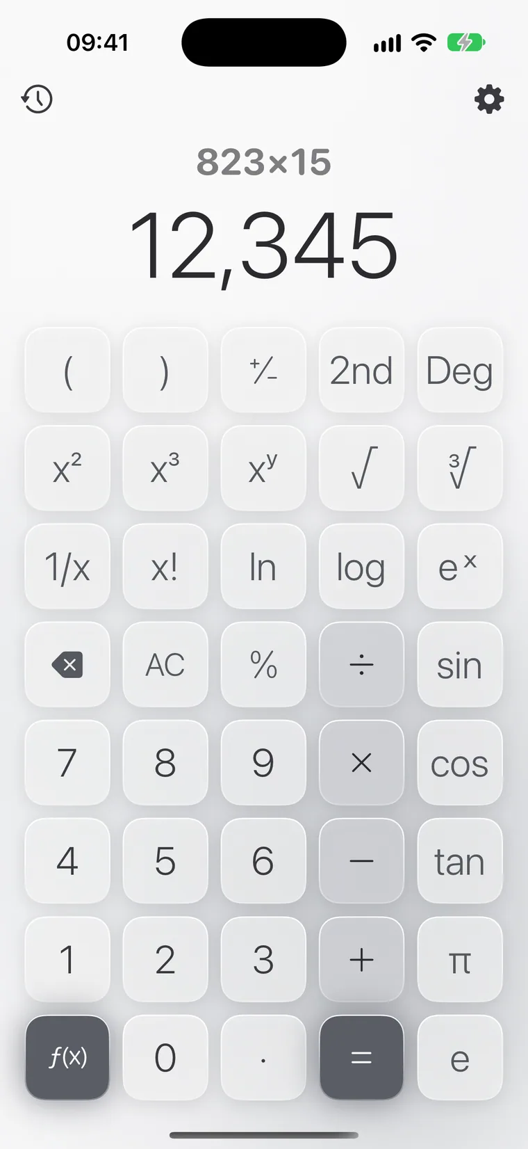 iPhone-இல் Calcie, “அறிவியல்” முறை