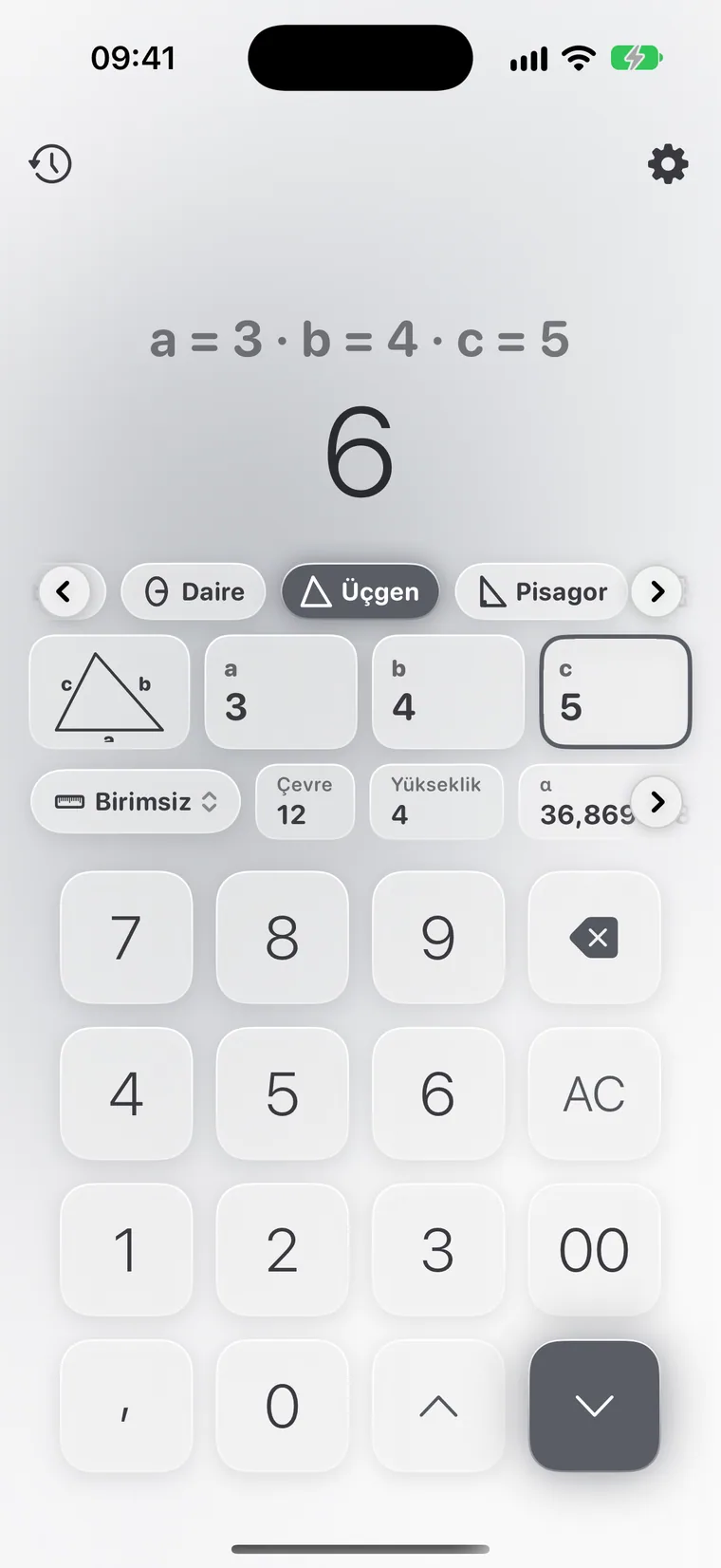 iPhone'da Calcie, “Geometri” modu