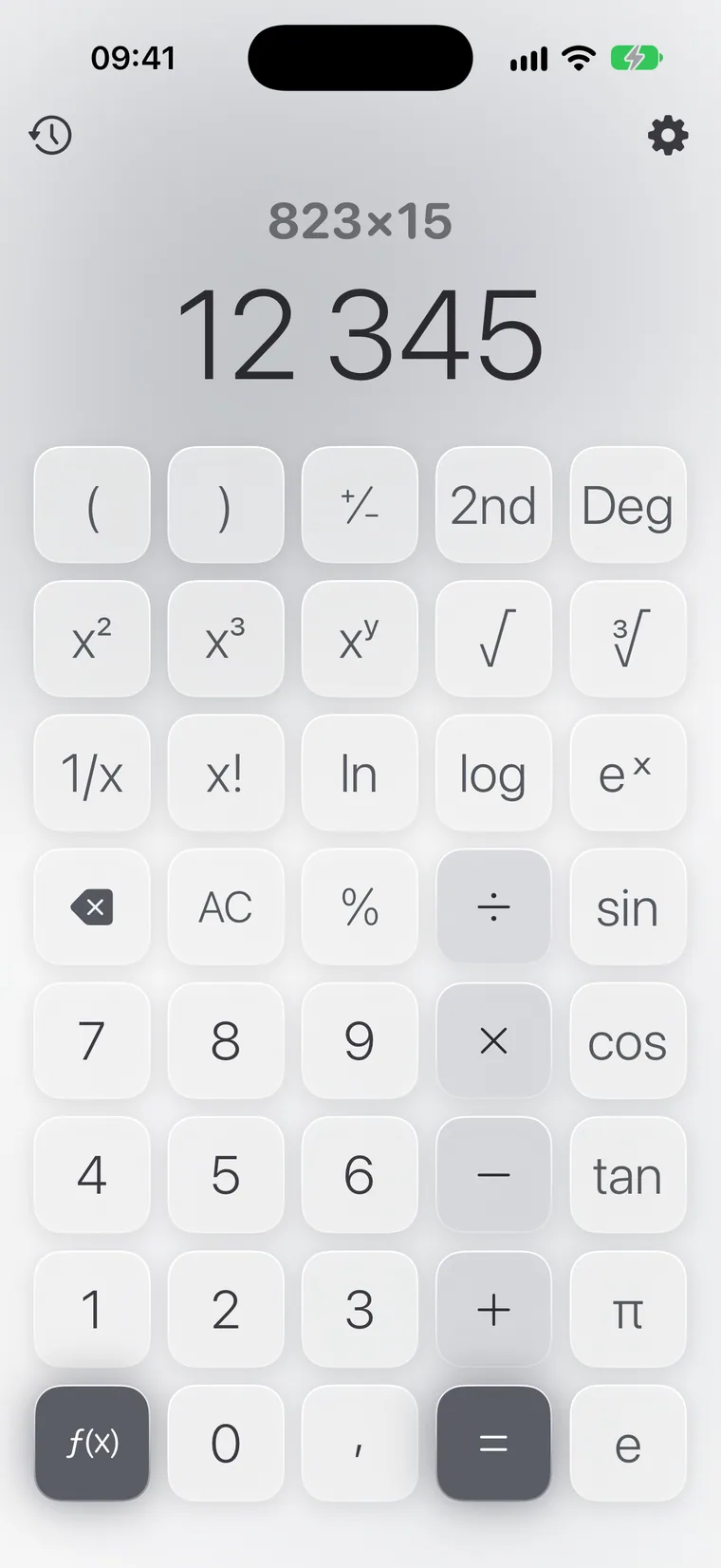 Calcie, режим «Науковий» на iPhone