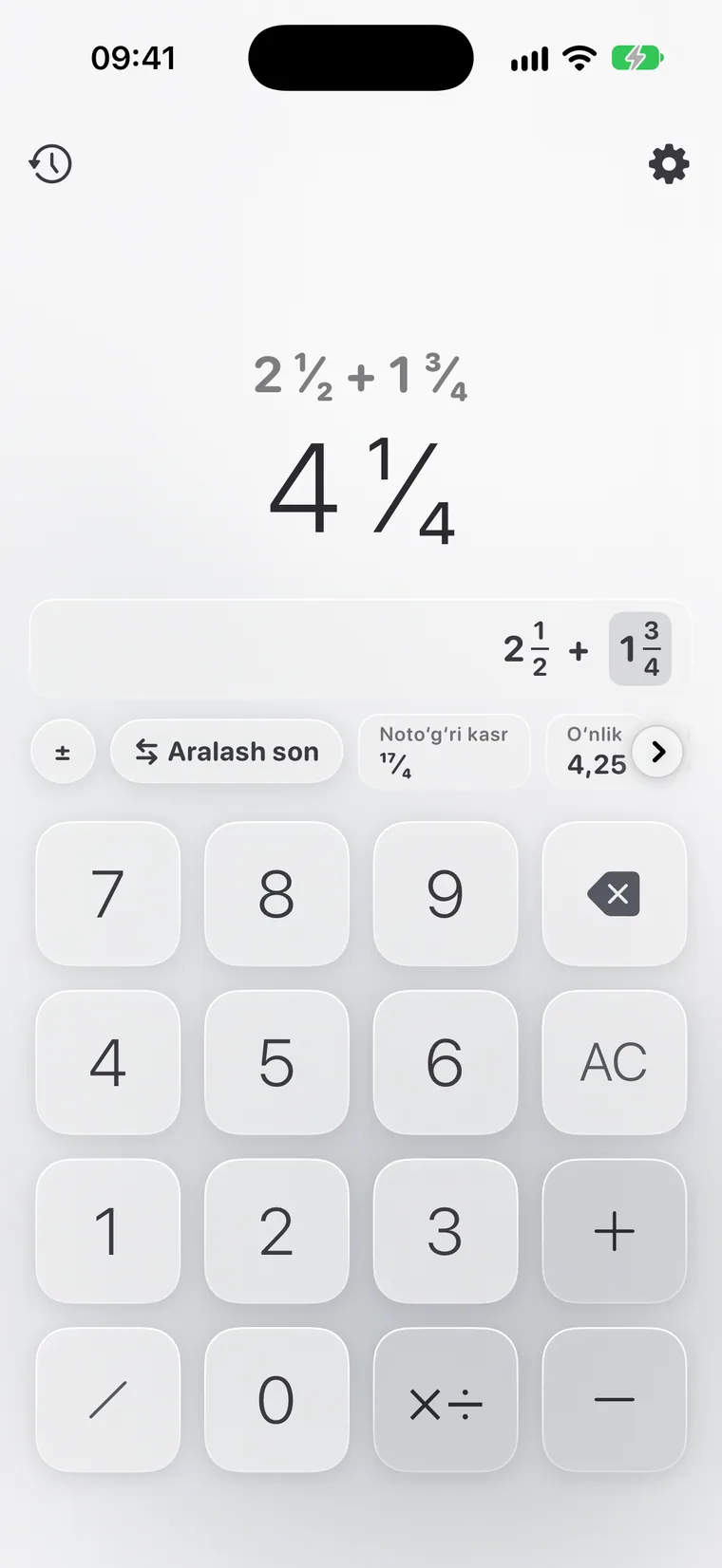 iPhone’dagi Calcie, “Kasrlar” rejimi