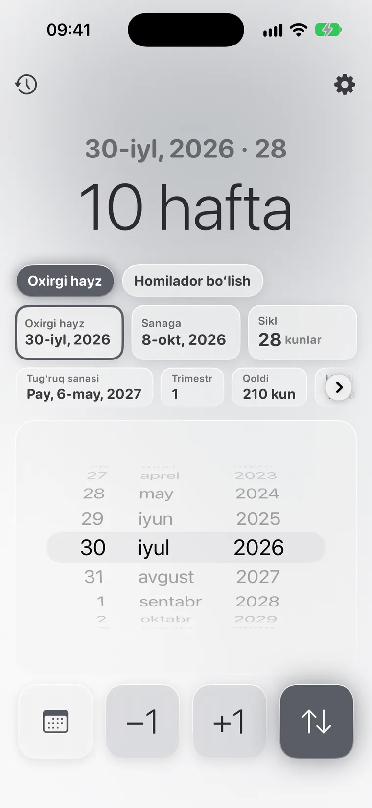 iPhone’dagi Calcie, “Homiladorlik” rejimi
