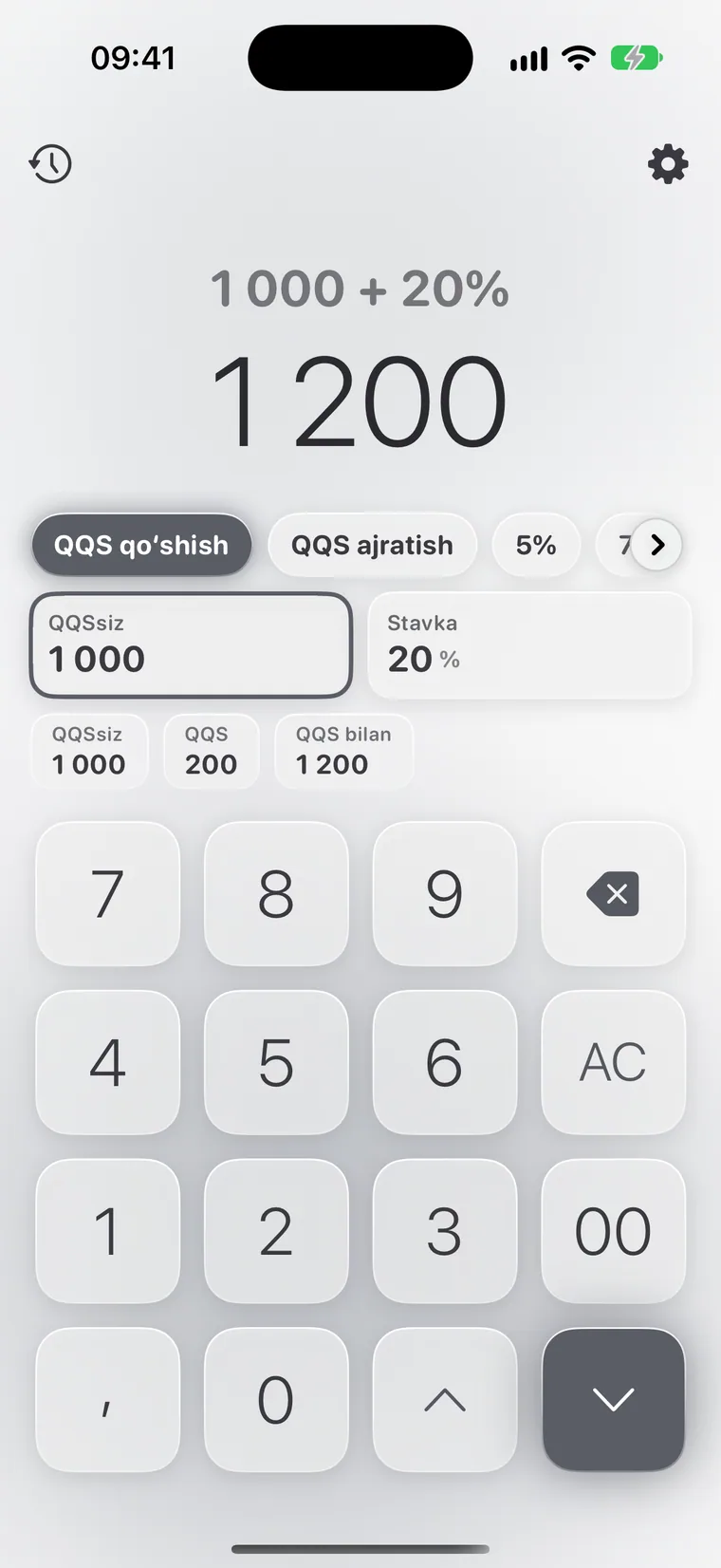 iPhone’dagi Calcie, “QQS” rejimi