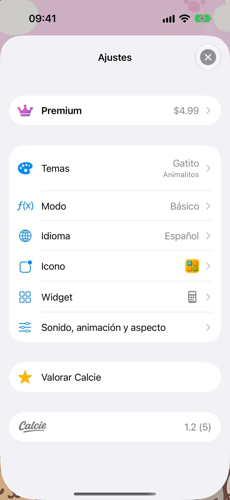 La pantalla de Ajustes