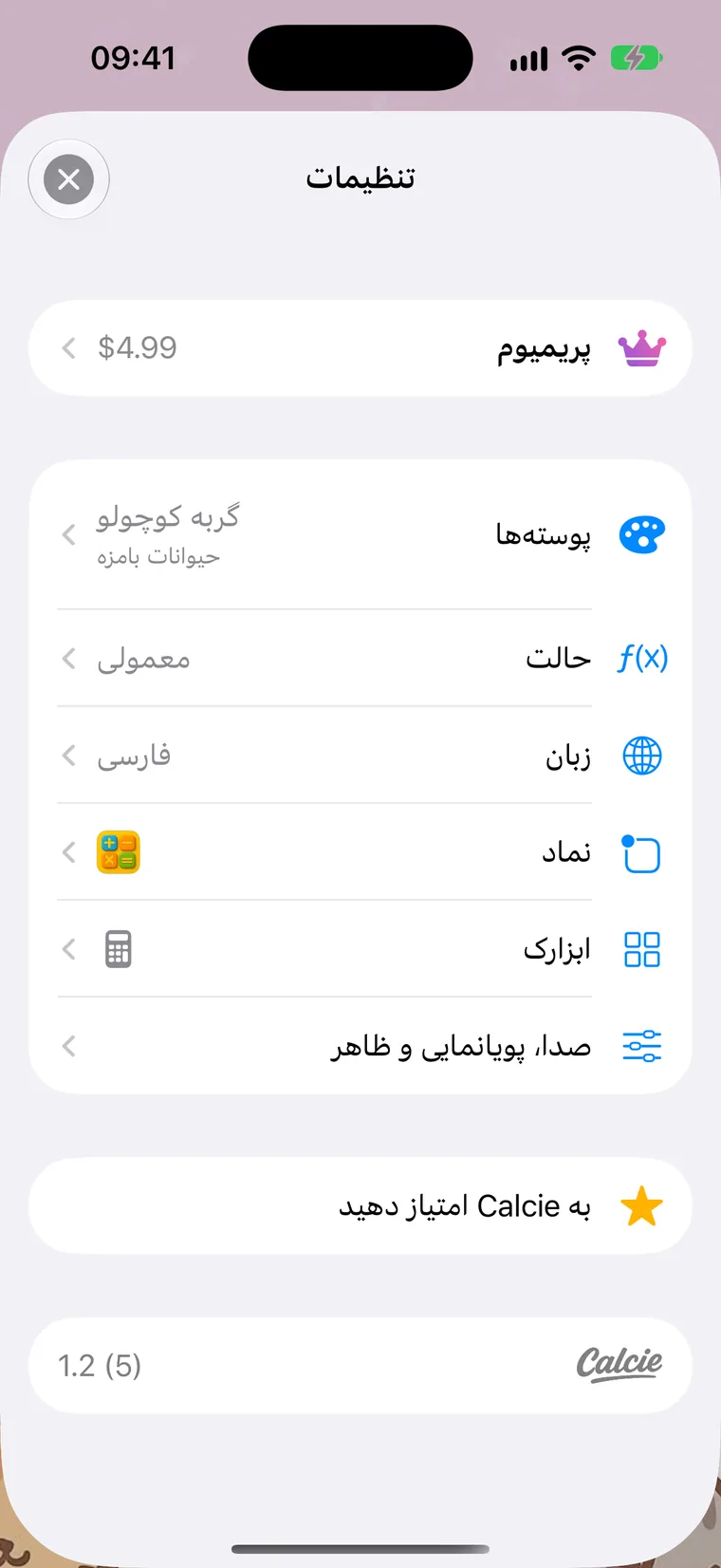 صفحهی تنظیمات