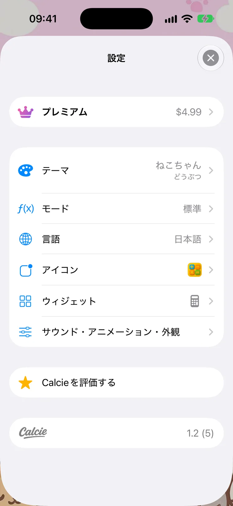 設定画面