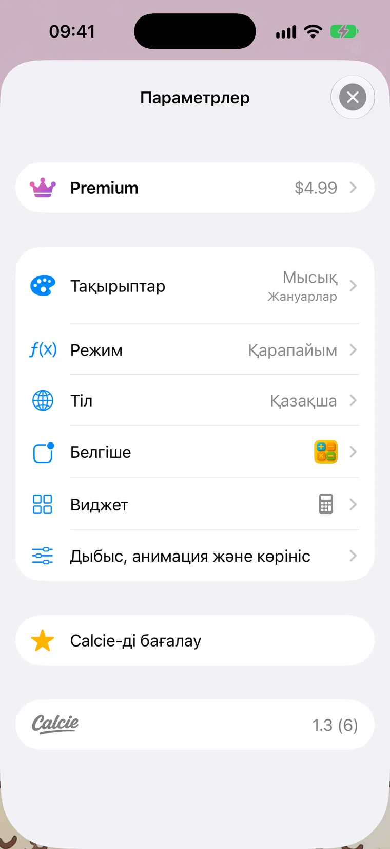 Параметрлер экраны