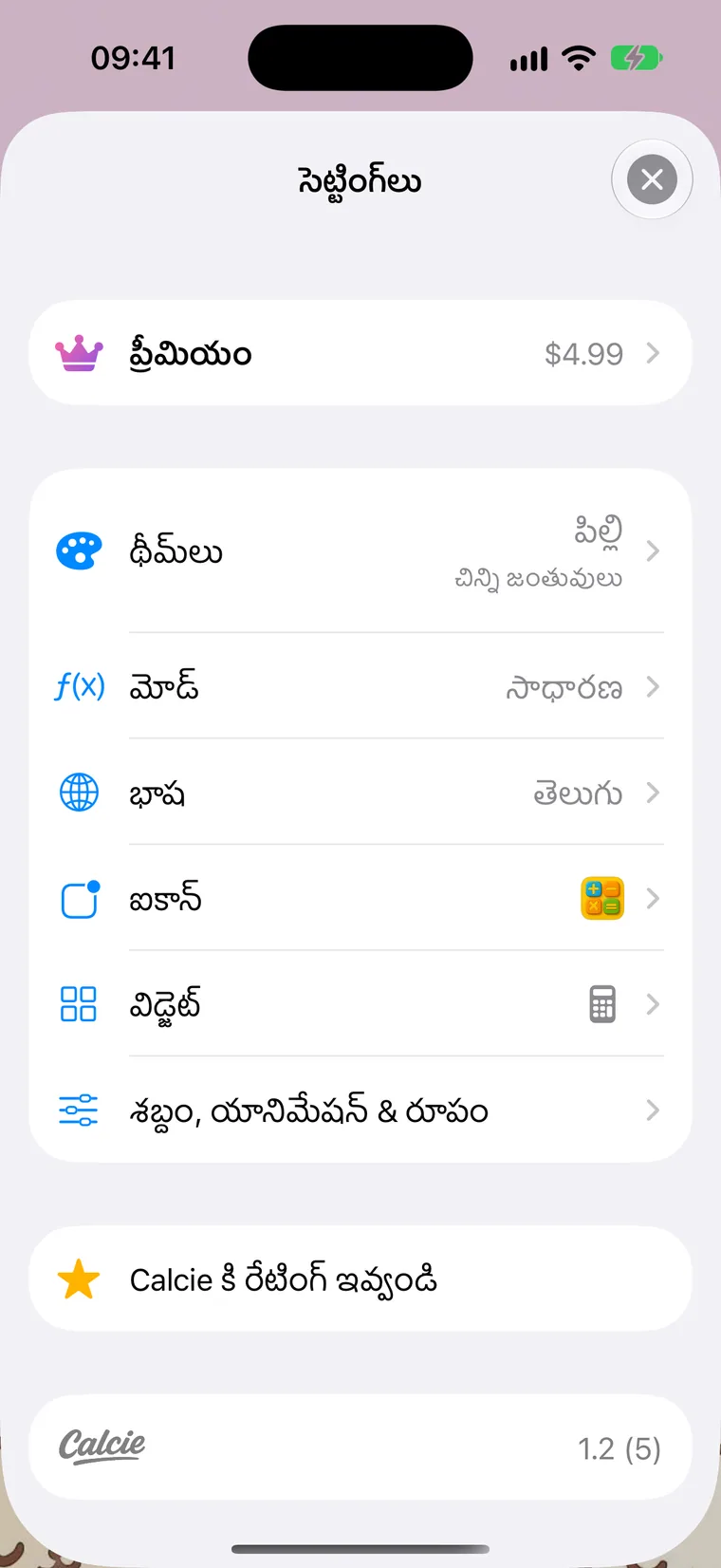 సెట్టింగ్‌ల తెర