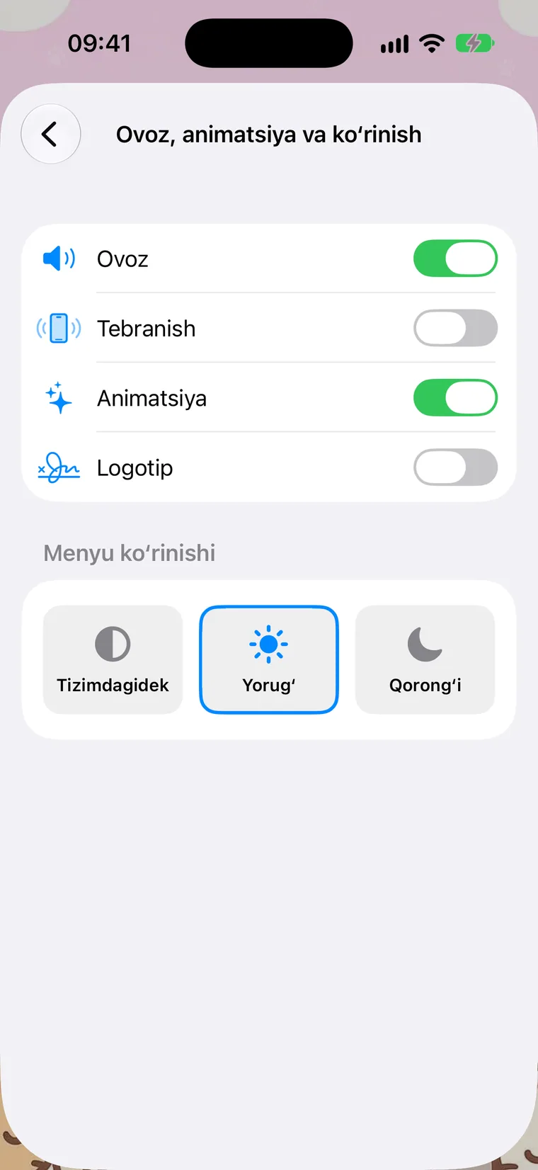 Ovoz, animatsiya va koʻrinish